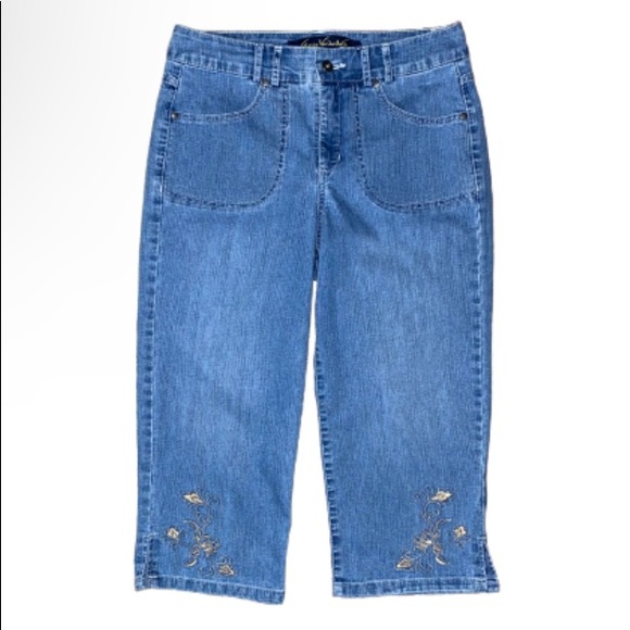 Gloria Vanderbilt Blue Capris Size 8 - Picture 1 of 4